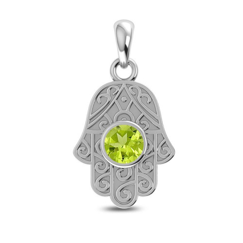 Facetted Peridot Hamsa Hand Random Pendant