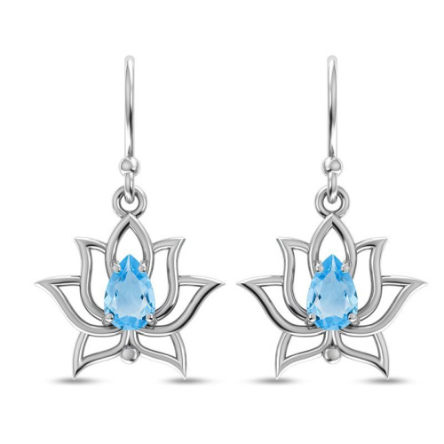 Blue Topaz Lotus Earrings