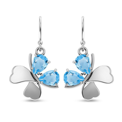 Blue Topaz Clover Earrings