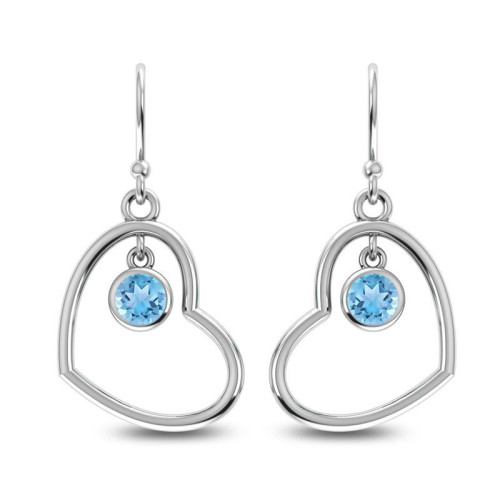 Blue Topaz Heart Earrings