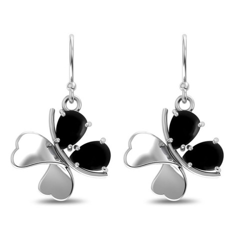 Black Onyx Clover Earrings