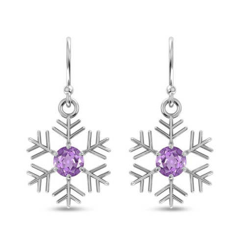 Amethyst Snowflake Earrings