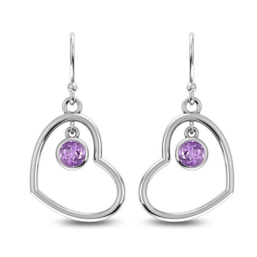 Amethyst Heart Earrings