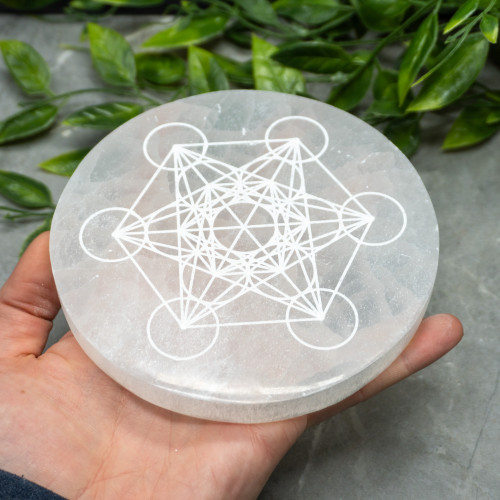 XL Sacred Geometry Selenite Pate