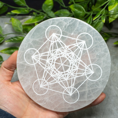 XL Sacred Geometry Selenite Pate