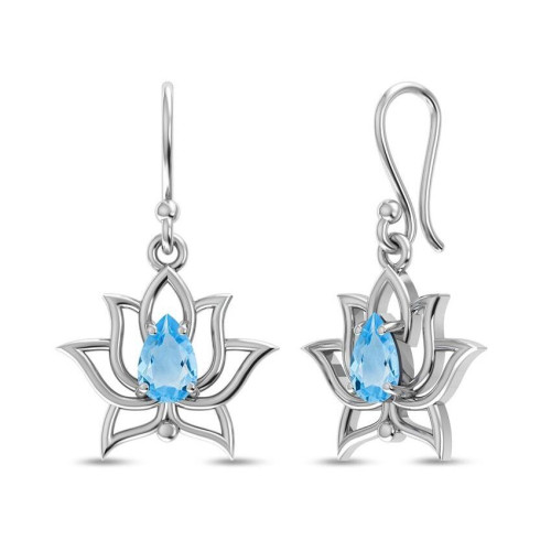 Blue Topaz Lotus Earrings