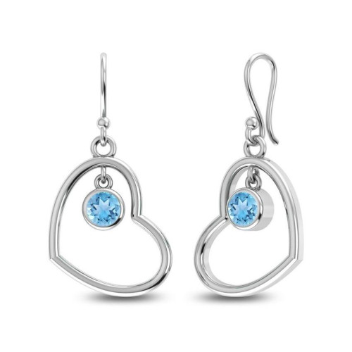 Blue Topaz Heart Earrings