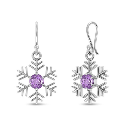 Amethyst Snowflake Earrings