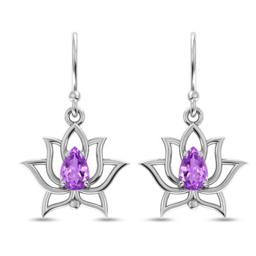 Amethyst Lotus Earrings