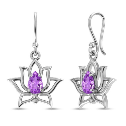 Amethyst Lotus Earrings