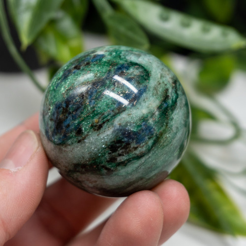 Staurolite, Fuchsite, Blue Kyanite, and Garnet in Quartz Sphere #1