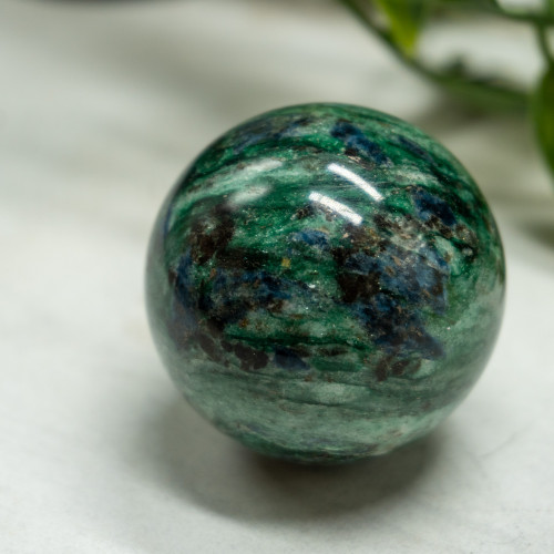 Staurolite, Fuchsite, Blue Kyanite, and Garnet in Quartz Sphere #1