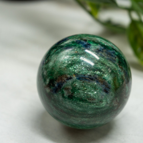Staurolite, Fuchsite, Blue Kyanite, and Garnet in Quartz Sphere #1