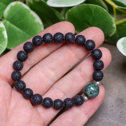 Guatemalan Jade and Lava Rock Bracelet