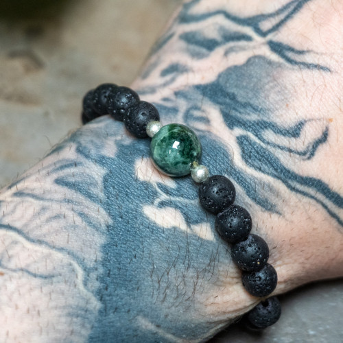 Guatemalan Jade and Lava Rock Bracelet