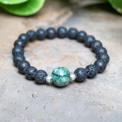 Guatemalan Jade and Lava Rock Bracelet