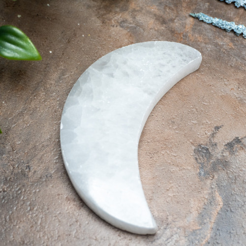 Selenite Crescent Moon Plate