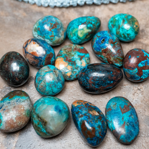 Chrysocolla, Shattuckite, and Cuprite Tumbled