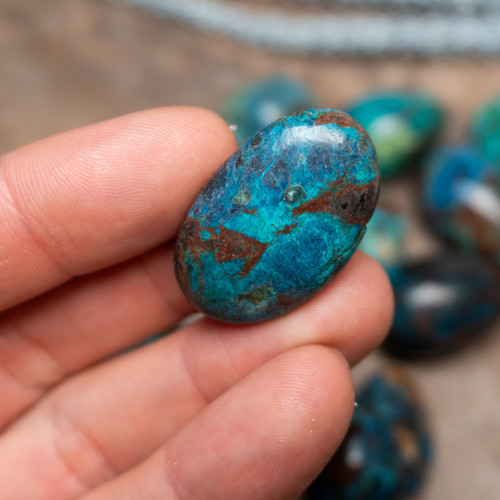 Chrysocolla, Shattuckite, and Cuprite Tumbled