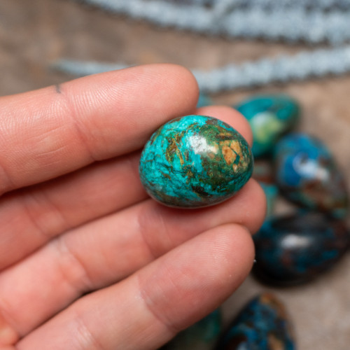 Chrysocolla, Shattuckite, and Cuprite Tumbled