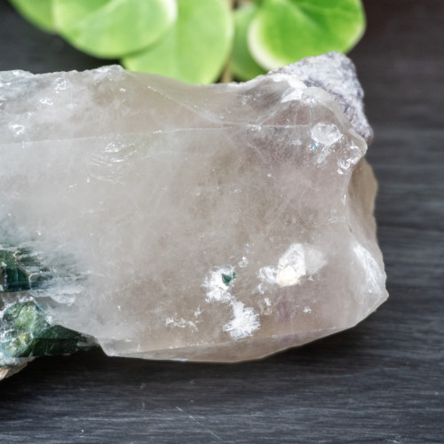 Green Tourmaline with Lepidolite on Smoky Quartz #1