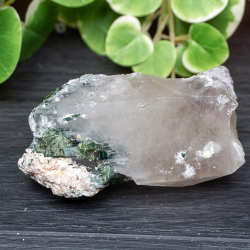 Green Tourmaline with Lepidolite on Smoky Quartz #1