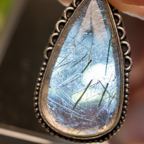 Green Tourmaline in Quartz Necklace #1