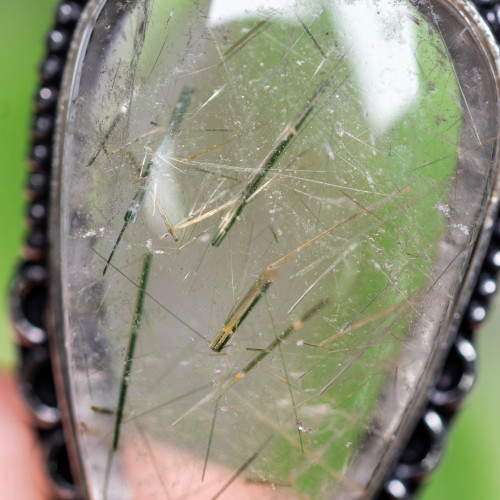 Green Tourmaline in Quartz Necklace #1