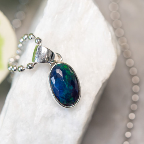 Faceted Ethiopian Black Opal Necklace #1