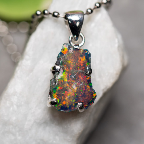 Raw Ethiopian Black Opal Necklace #1