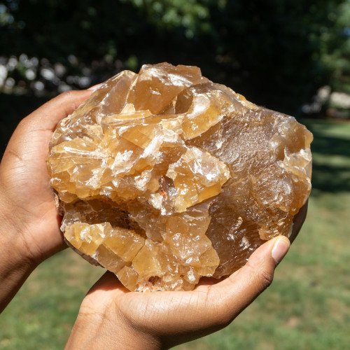 Large Random Honey Calcite Cluster