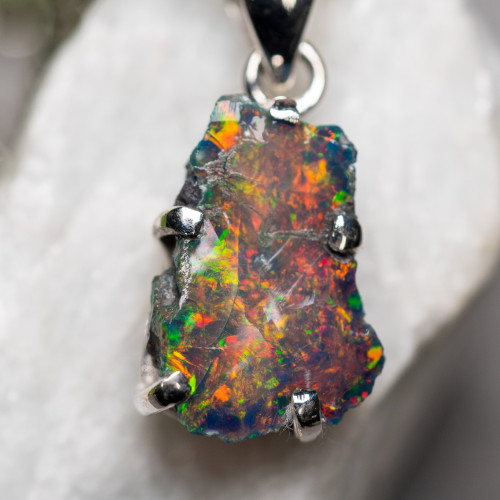 Raw Ethiopian Black Opal Necklace #1