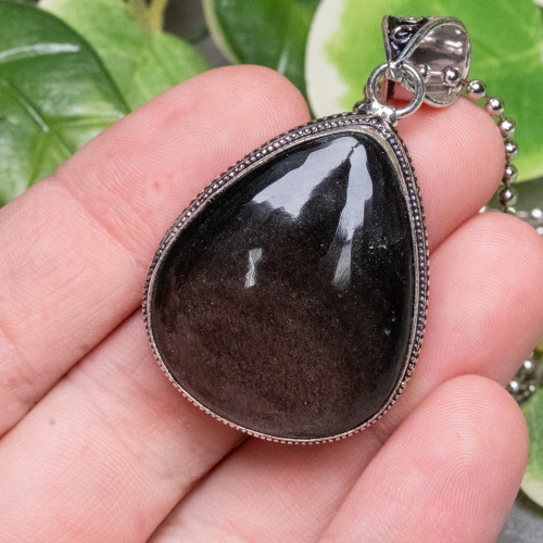Silver Sheen Obsidian Necklace #1