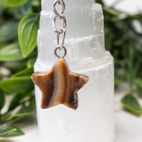 Chocolate Calcite Star Key Chain #30