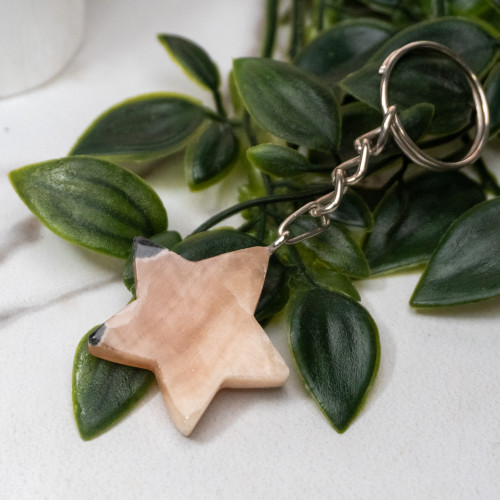 Honey Calcite Star Key Chain #27