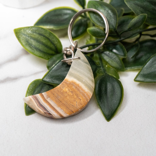Green Onyx Moon Key Chain #25