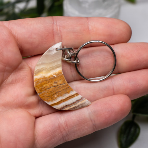 Green Onyx Moon Key Chain #25