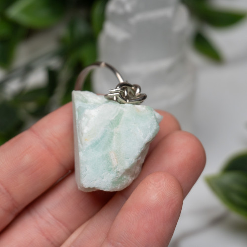 Raw Pistachio Calcite Key Chain #22