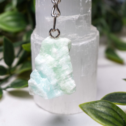 Raw Pistachio Calcite Key Chain #21