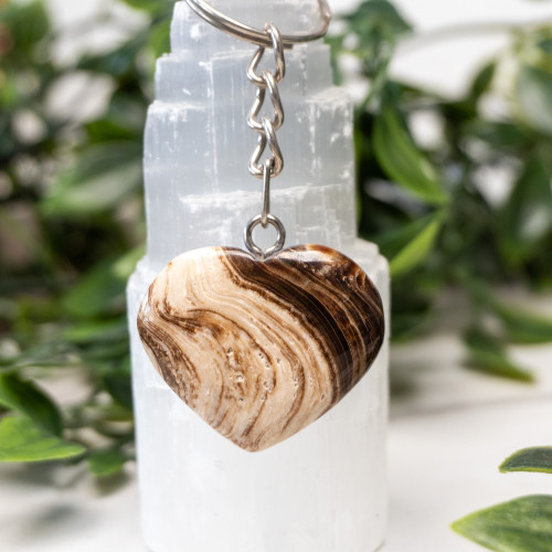 Chocolate Calcite Heart Key Chain #11