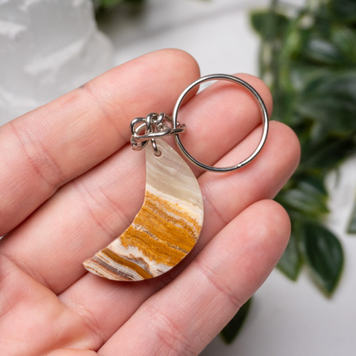 Green Onyx Moon Key Chain #5