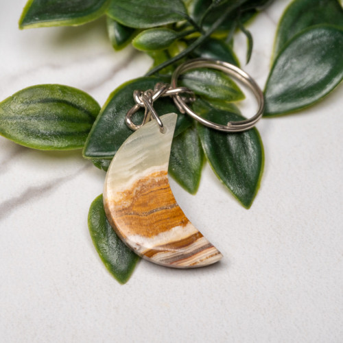 Green Onyx Moon Key Chain #5