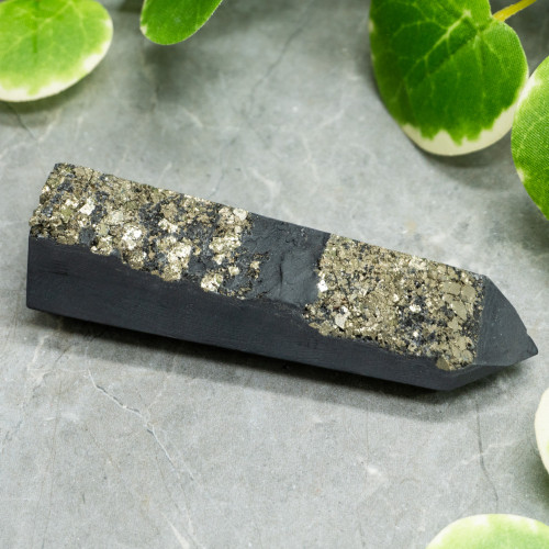 Pyrite on Shungite Tower