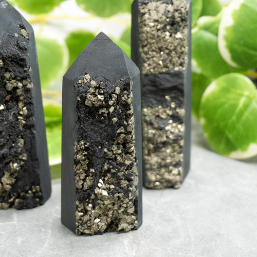 Pyrite on Shungite Tower