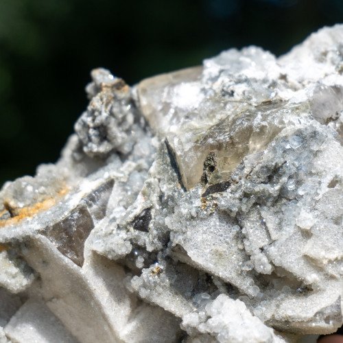 Fluorite With Druzy Quartz Coating and Chalcopyrite