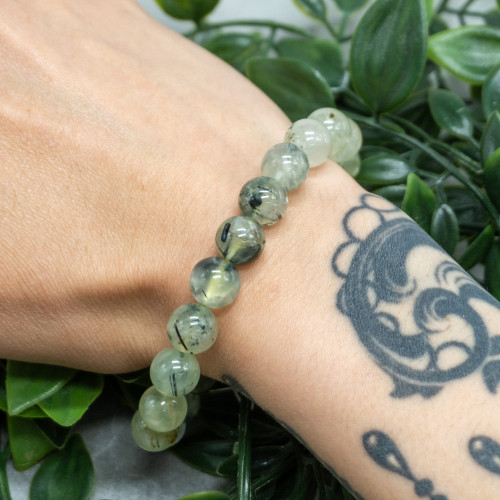 Prehnite with Epidote Bracelet 10mm