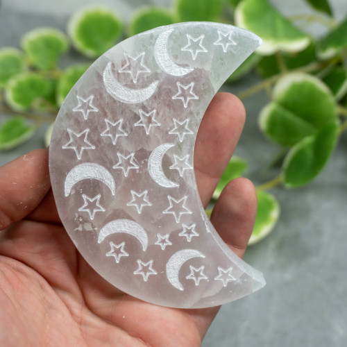 Selenite Moons on Moon Plate