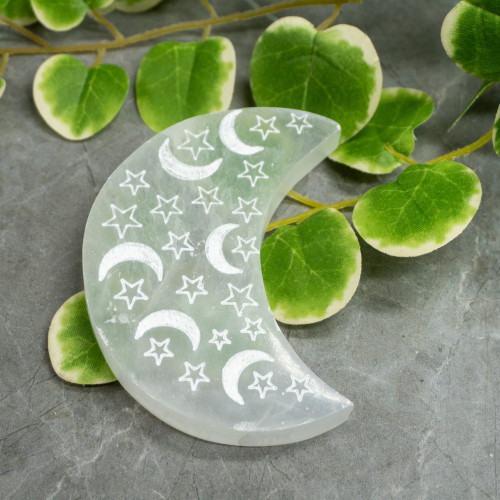 Selenite Moons on Moon Plate