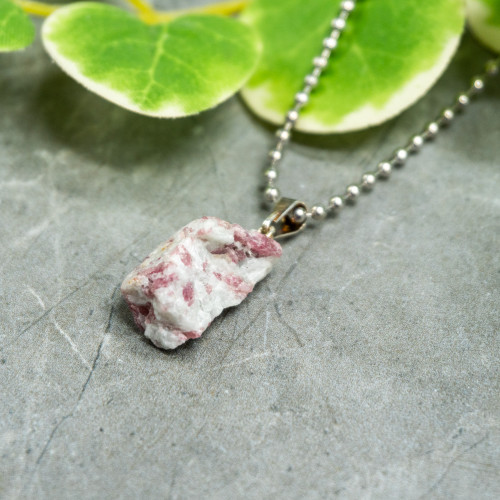 Small Raw Pink Tourmaline Necklace Random