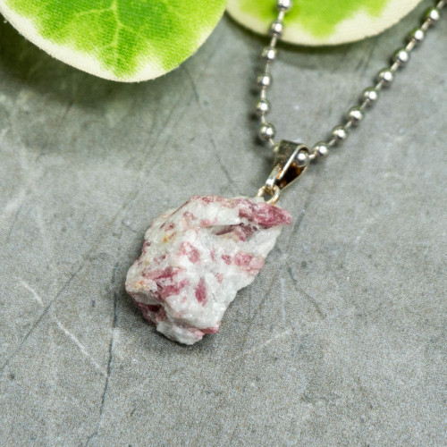 Small Raw Pink Tourmaline Necklace Random